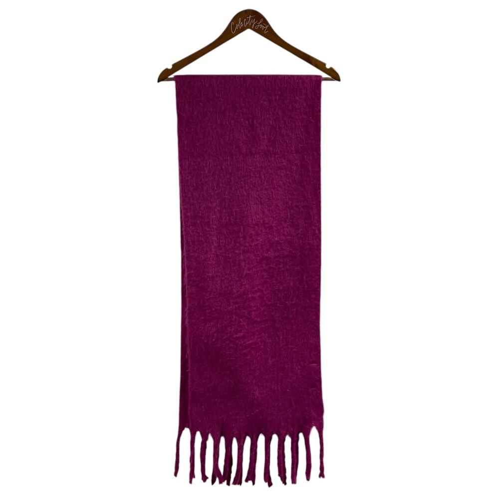 Vero Moda Plush Scarf Pink Purple Warm Cozy Fringe Oversized